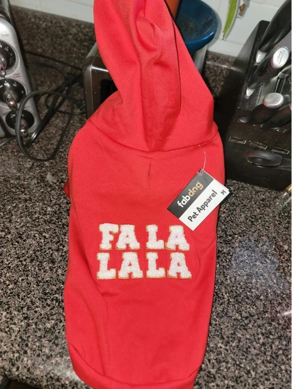 Dog hooded sweater red fala lala Christmas size medium